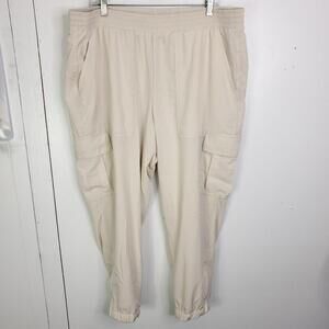 Old Navy Pants WOmens XL Stretch Tech Pull On Joggers Cargo Athleisure Cream